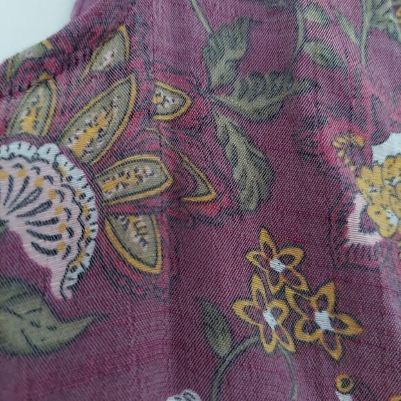 St John's Bay Sleeveless Blouse Large Mauve Dusty Pink Floral Tassels - Picture 7 of 7